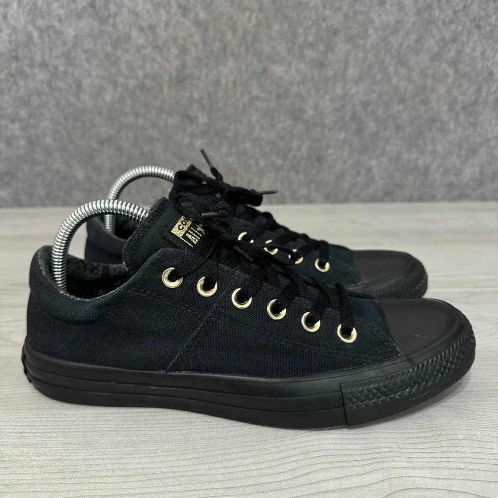 Converse Chuck Taylor Madison Low Womens 9 Black Gold Eyelets Sneakers - Picture 3 of 10
